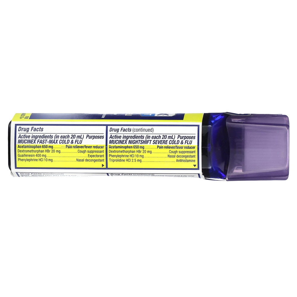 Mucinex, Day & Night, маска для лица от простуды и гриппа, максимальная сила действия, для детей от 12 лет, 2 флакона по 180 мл (6 жидк. унций)