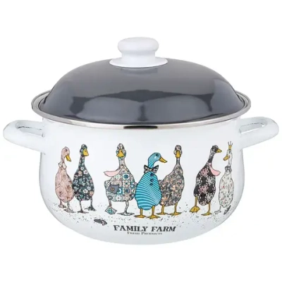 Кастрюля agness эмалированная с эмал.крышкой серия family farm, 3.6 л, 22*13 см