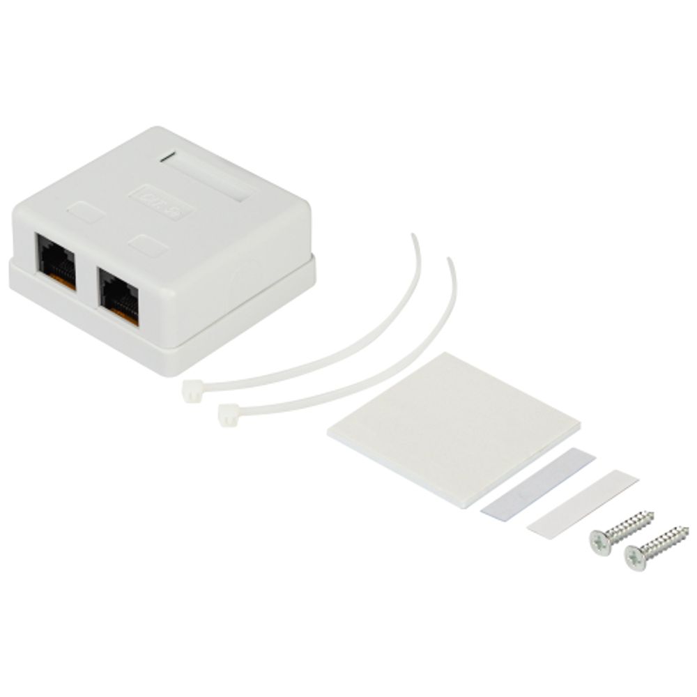 Розетка компьютерная RJ-45 ЭРА RJ02UN категория 5е неэкранированная 2-порта упаковка 30 шт | Электротовары