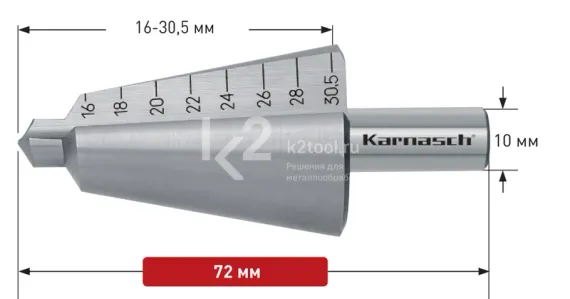 Коническое сверло Ø 16-30,5 мм, Karnasch, арт. 21.0039