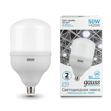 Светодиодная лампа Gauss Elementary LED T140 E27 50W 4400lm 180-240V 4000K 63225