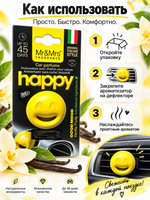 Mr&Mrs Fragrance Ароматизатор для автомобиля GOOD MOOD SMART | СЧАСТЬЕ желтый VANILLA FRUITY