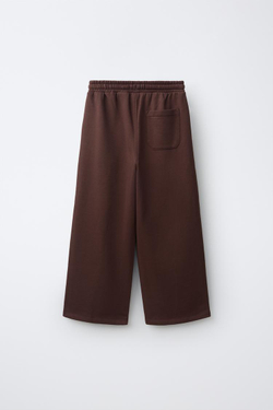 ZARA КОМПЛЕКТ ИЗ ТОЛСТОВКИ И БРЮК WIDE LEG В СТИЛЕ COLOR BLOCK, КОРИЧНЕВЫЙ