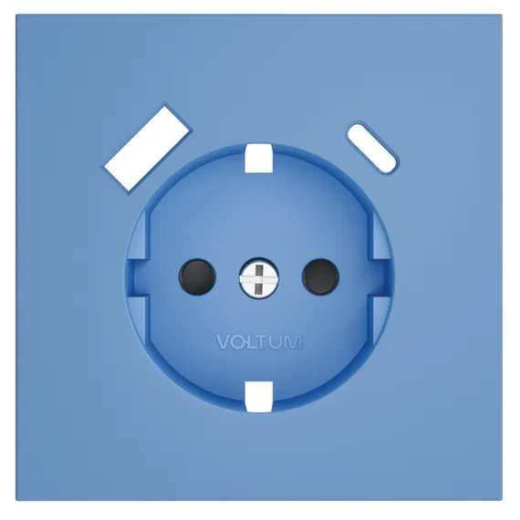 Накладка для розетки с заземлением и защитными шторками, с USB A+C Voltum S70 Деним VLS001015