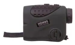 Дальномер Konus Mini-600B боковой вид с логотипом и черным ремешком