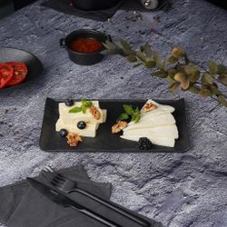 Блюдо прямоугольное 26*13 см h1,6 см для закусок с бортами Side Up2 Black Raw Stellar P.L. [4]