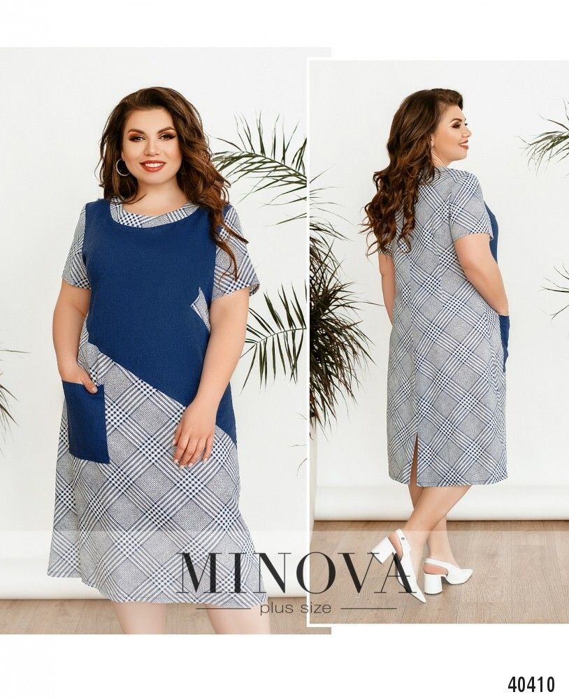 Платье 435-джинсовая-клетка Minova Платье 435-джинсовая-клетка Minova
