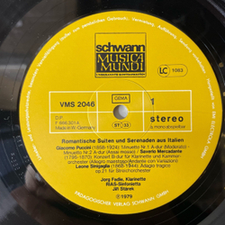 Винтажная виниловая пластинка LP Leone Sinigaglia, Giacomo Puccini, Marco Enrico Bossi, Giuseppe Saverio Mercadante, Romantische Suiten und Serenaden aus Italien (Германия 1979)