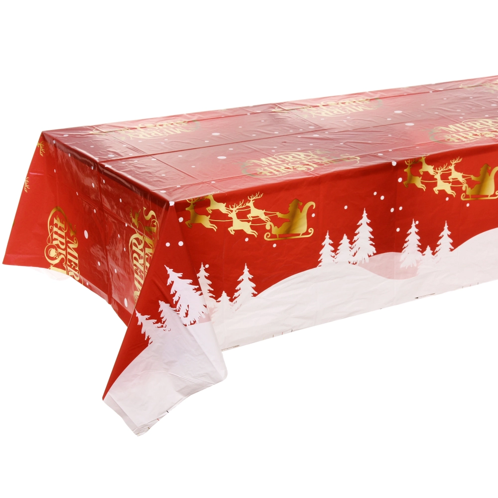 Скатерть «Рождественные олени» 108*180 см, пвх, Красный