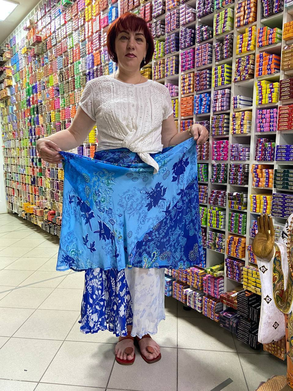 Юбка двухсторонняя на резинке, Креп-жоржет, длина 95 см, free size (44-54) 160887