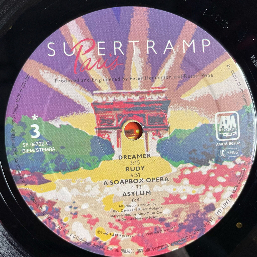 Винтажная виниловая пластинка LP Supertramp Paris (Holland 1980) Breakfast In America