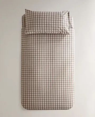 ZARA HOME ДЕТСКИЙ ПОДОДЕЯЛЬНИК ИЗ ФЛАНЕЛИ, КОРИЧНЕВЫЙ