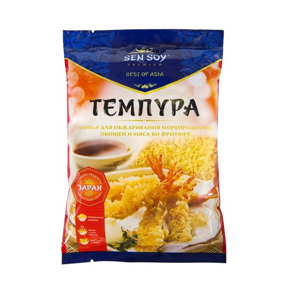 Хлопья панировочные Сенсей ТЕМПУРА для обжаривания морепрод.овощей и мяса 100гр