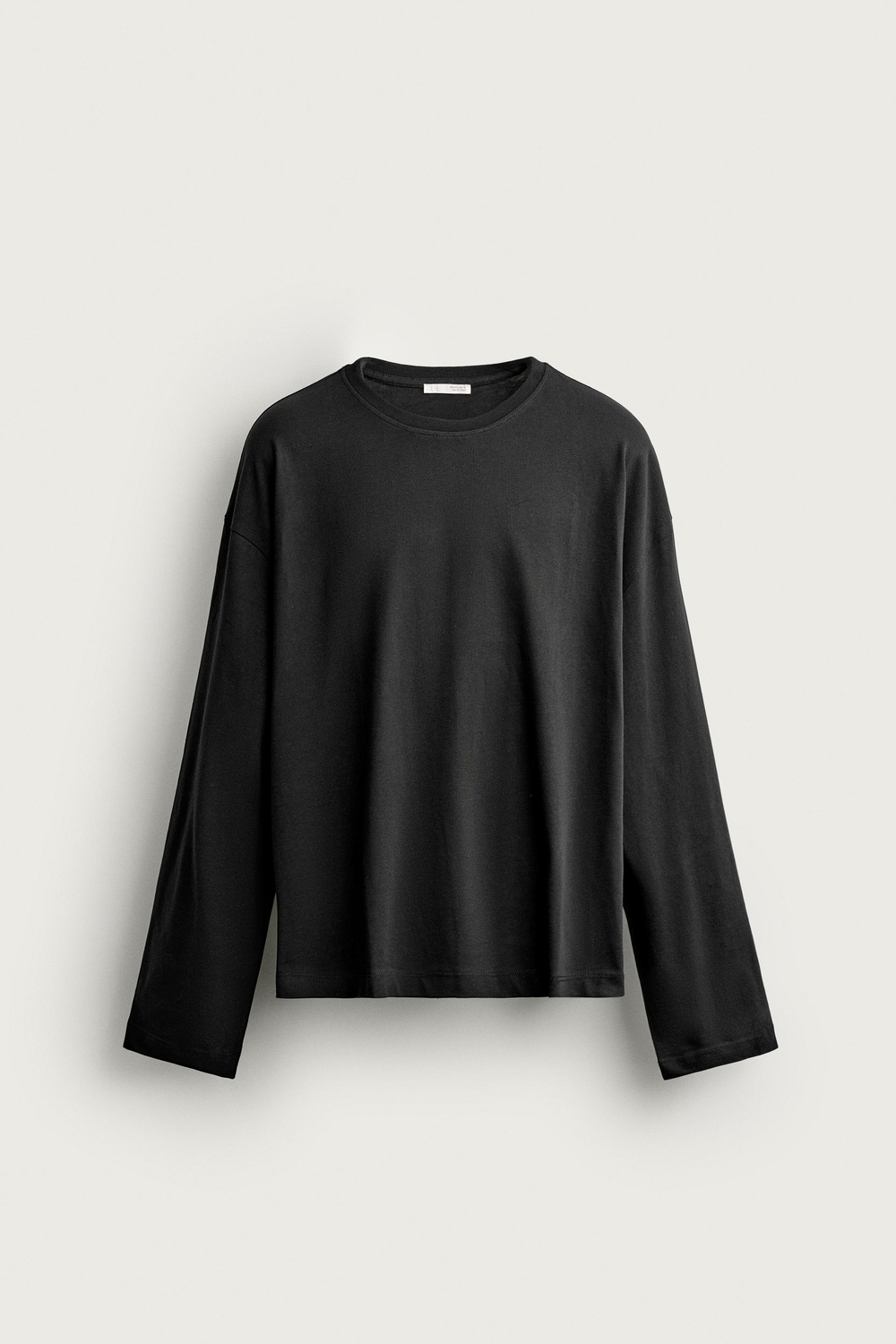 ZARA ФУТБОЛКА В ПОЛОСКУ ОВЕРСАЙЗ С ДЛИННЫМИ РУКАВАМИ, ЧЕРНЫЙ