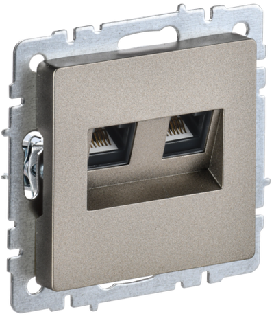 BRITE Розетка компьютерная двойная RJ45 кат.6 РК11-2-БрШ шампань IEK