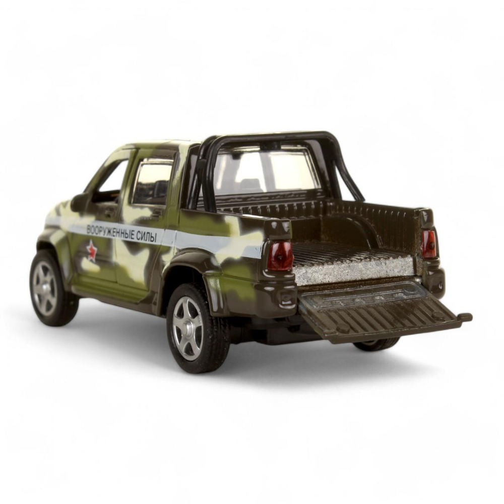 Модель ин. мет. "Уаз пикап. полиция/война" 12см, дв, баг, PICKUP-12DB6-MIP (Технопарк)