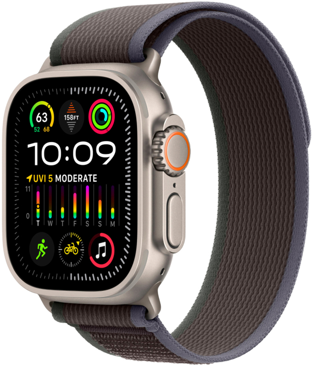 Apple Watch Ultra 2, 49 мм, GPS + Cellular, корпус из титана, ремешок Trail синего/черного цвета