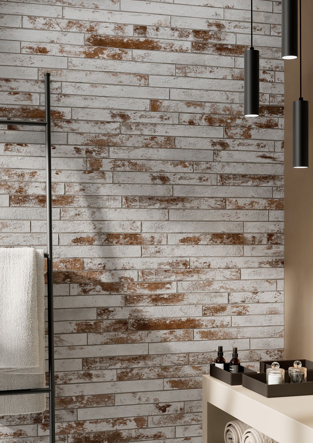 Ригельная плитка Rondine Harlem Red White 450x48x9,5