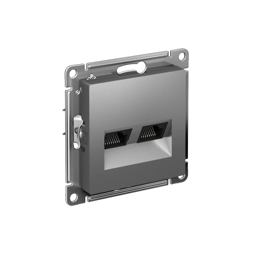 ATLASDESIGN РОЗЕТКА двойная компьютерная RJ45+RJ45 кат. 5e, механизм, СТАЛЬ