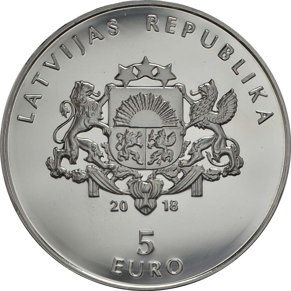 ЛАТВИЯ, 2018, 5 ЕВРО [СЕРЕБРО] [PROOF]