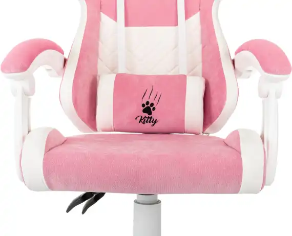 Кресло игровое Knight Kitty W Fabric розовый/молочный с подголов. крестов. пластик пластик белый