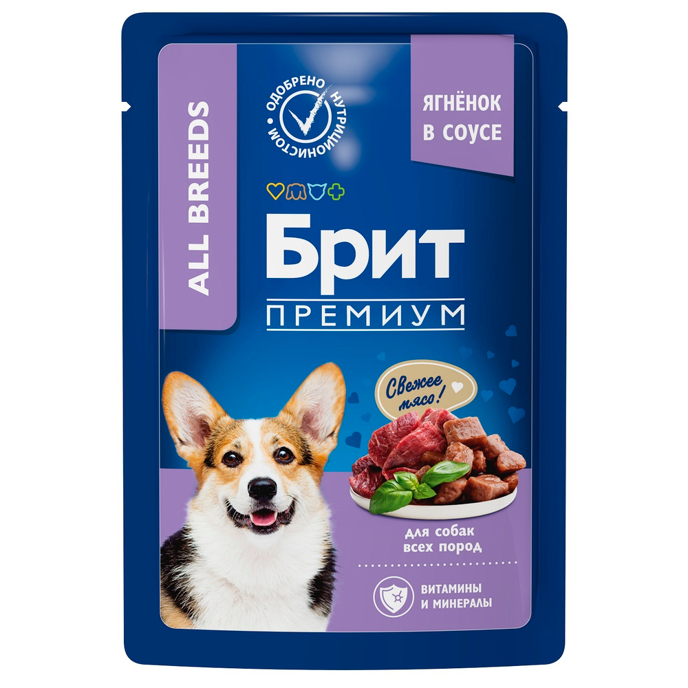 BRIT PREMIUM Пауч для взрослых собак всех пород, Ягнёнок в соусе, 85гр