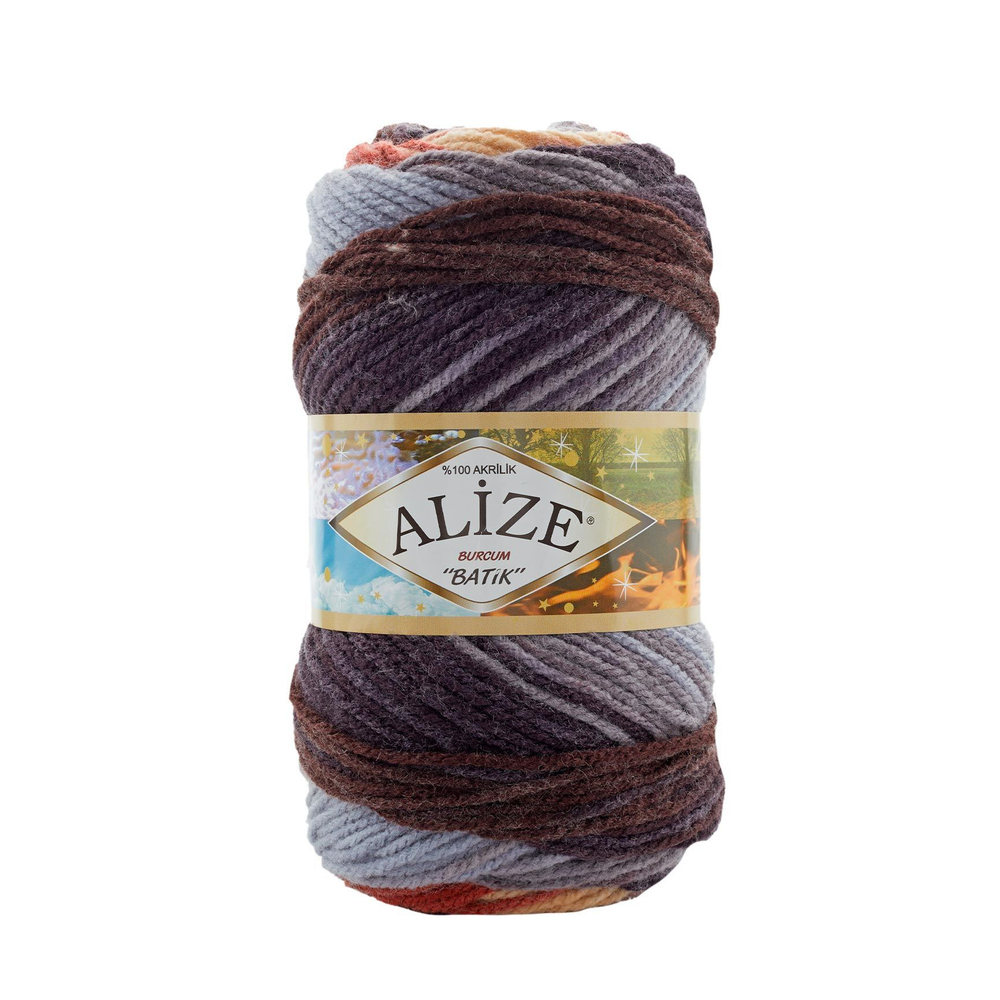 Бурджум батик (Burcum batik) пряжа Alize 100%акрил 5х100г/210м (7942 черный-серый-коричневый-экрю)