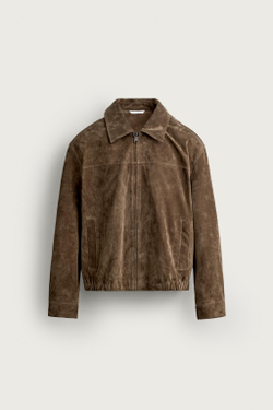 ZARA ЗАМШЕВАЯ КУРТКА ПРЯМОГО КРОЯ, РЫЖЕВАТО-КОРИЧНЕВЫЙ