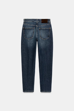 ZARA ДЖИНСЫ Z1975 MOM FIT СО СТРЕЛКАМИ И ВЫСОКОЙ ПОСАДКОЙ, СИНИЙ