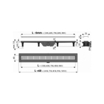 Трап линейный комбинированный Simple APZ10-650M/AG100401650 гор.отвод, решетка в компл., нерж. сталь