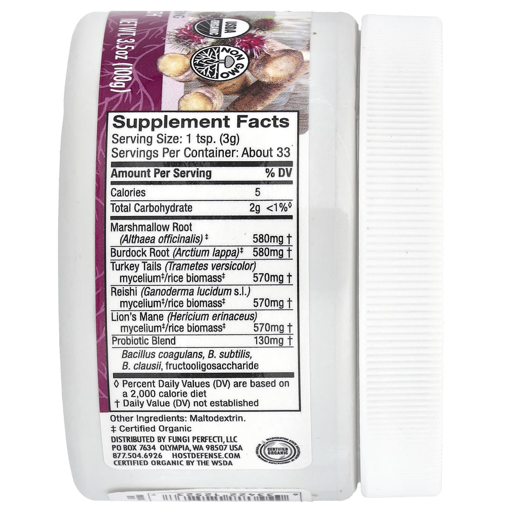 Host Defense, Mushrooms ™, микробиомный порошок MycoBotanicals®, 100 г (3,5 унции)
