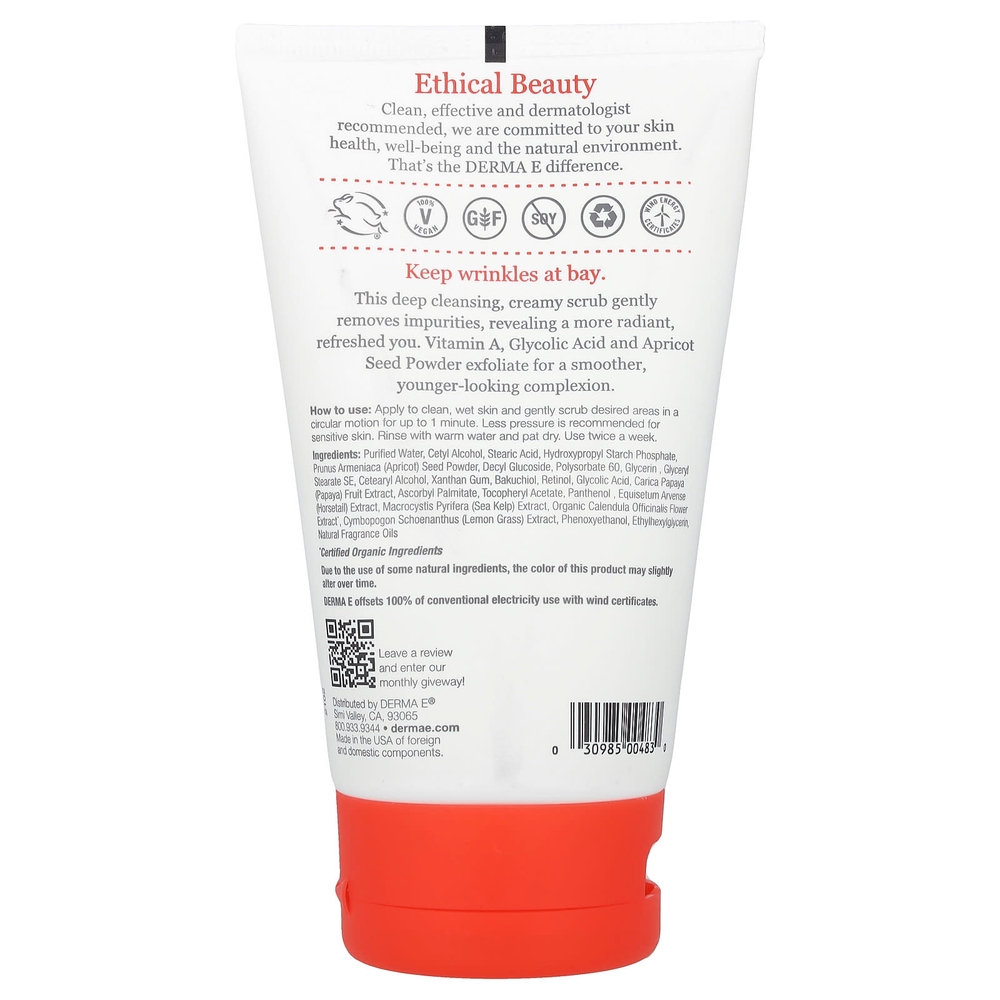 DERMA E, скраб с ретинолом против морщин, 113 г (4 унции)