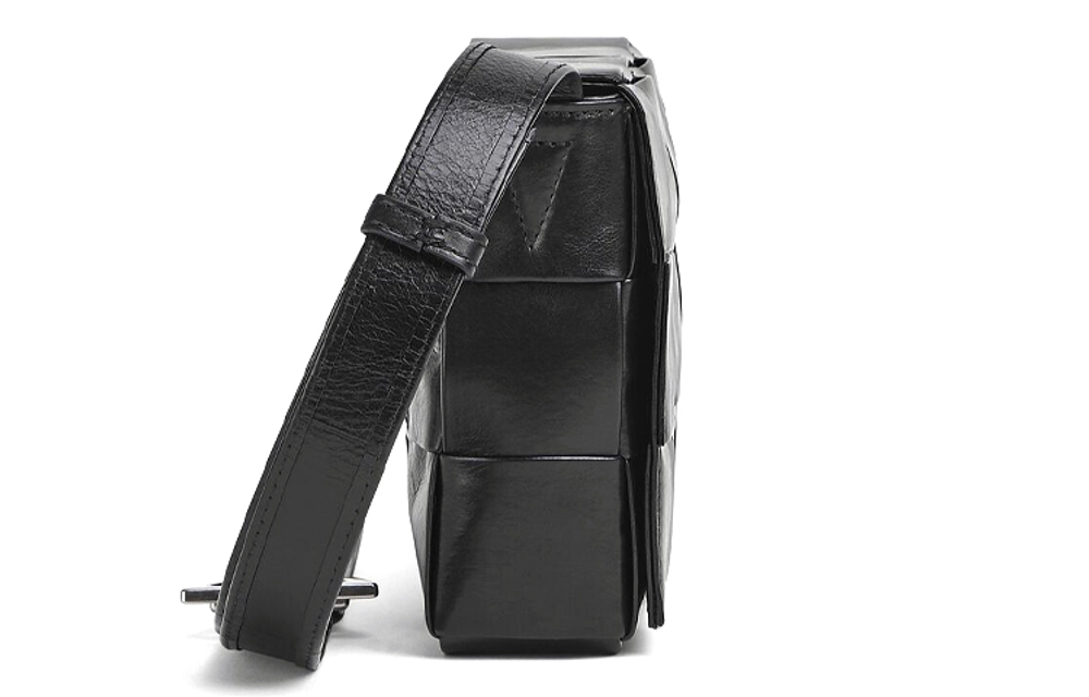 Bottega Veneta Cassette Intreccio Crossbody Bag Medium Black