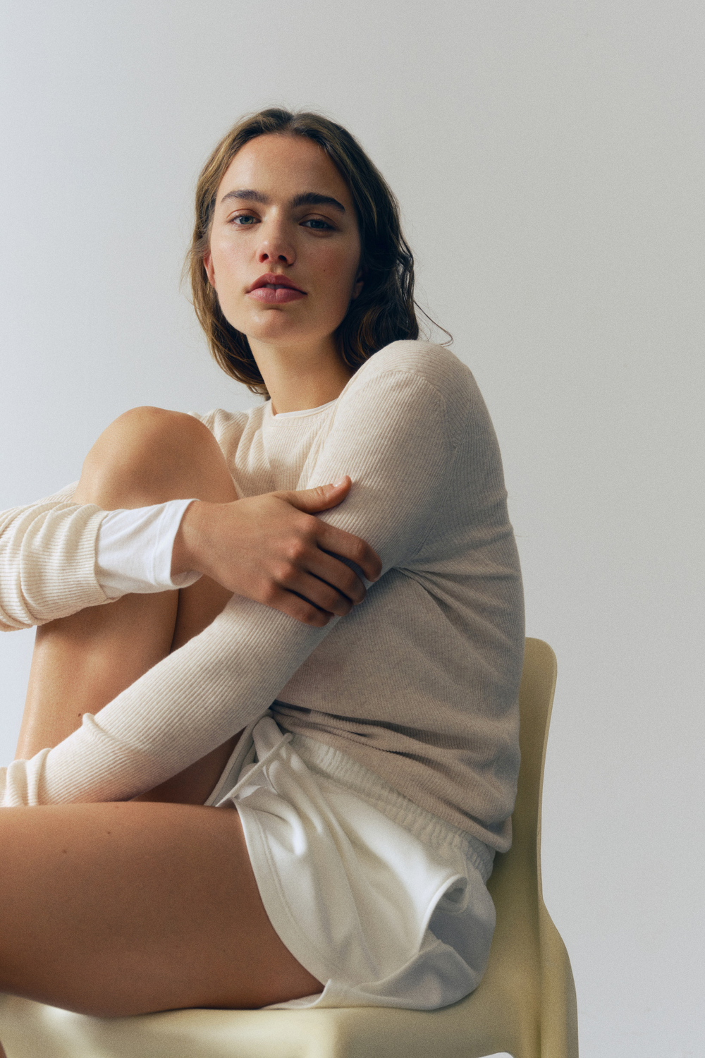 Облегающий топ в резинку с длинными рукавами - H&M