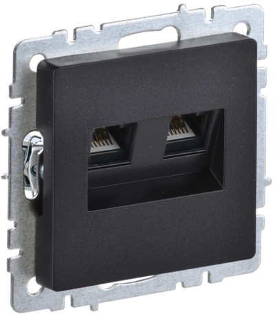 BRITE Розетка компьютерная двойная RJ45 кат.5E РК10-2-БрЧ черный IEK
