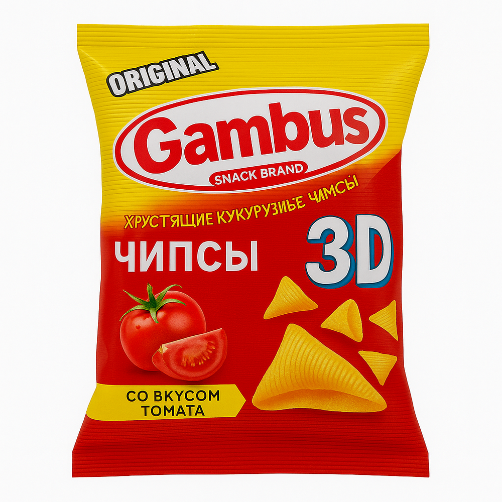 Чипсы 3D со вкусом томата Gambus 20 гр