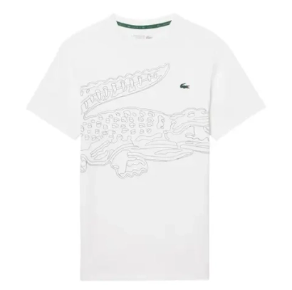 Теннисная футболка Lacoste Ultra Dry Crocodile Print Sport - white/black