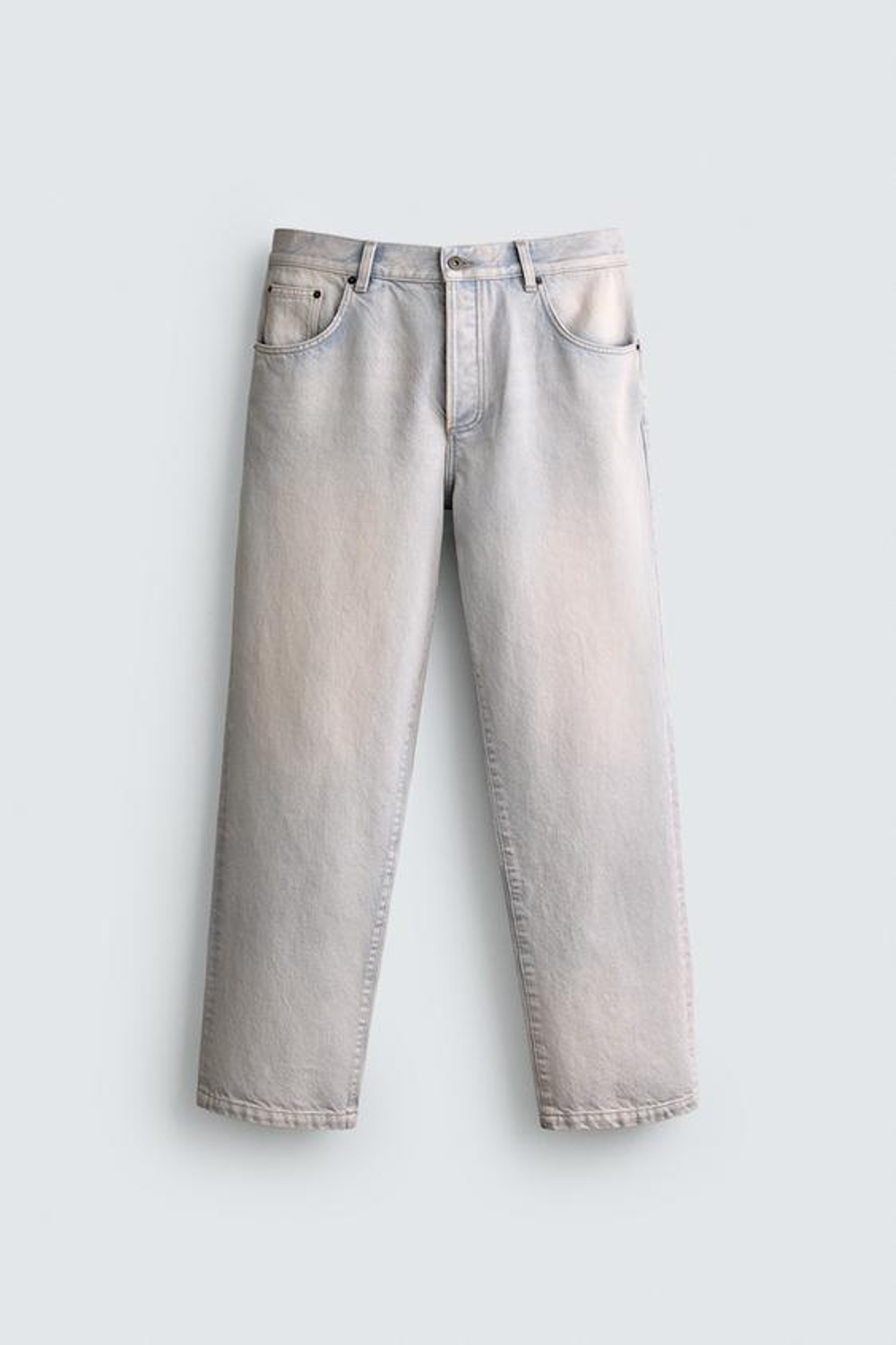 ZARA ДЖИНСЫ BAGGY CROPPED FIT, ГОЛУБОЙ