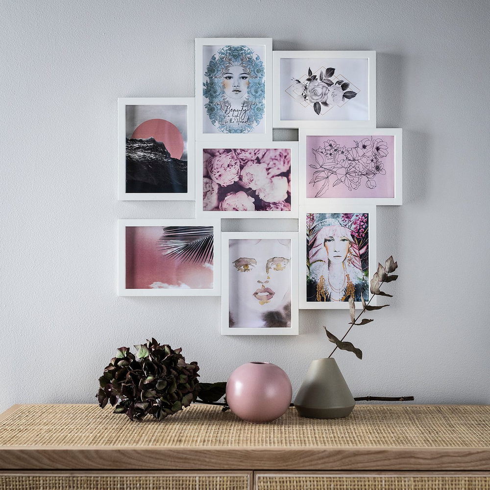 IKEA VÄXBO  (ИКЕА ВЭКСБО)  -  Рамка на 8 фотографий - белая 13x18 см