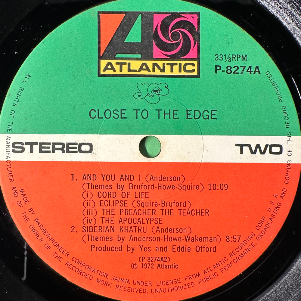 Yes ‎– Close To The Edge (Япония 1972г.)