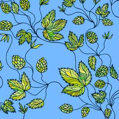 Weaving plant hops seamless pattern.