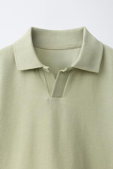 ZARA ОДНОТОННОЕ ПОЛО, СВЕТЛЫЙ ХАКИ