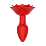 Красная анальная вибропробка-роза 11,1см с вращением и пультом ДУ Secwell Rose Twist Anal Plug SW2033