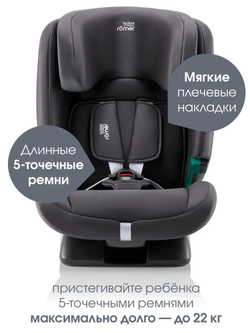 Автокресло 1/2/3 Britax Roemer EVOLVAFIX Midnight Grey, с 15 месяцев до 12 лет, (76 - 150 см), серый