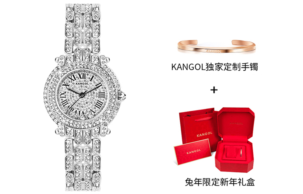KANGOL Wrist Planet Quartz Movement Metal Strap Watch Women"s Watch Silver Dial