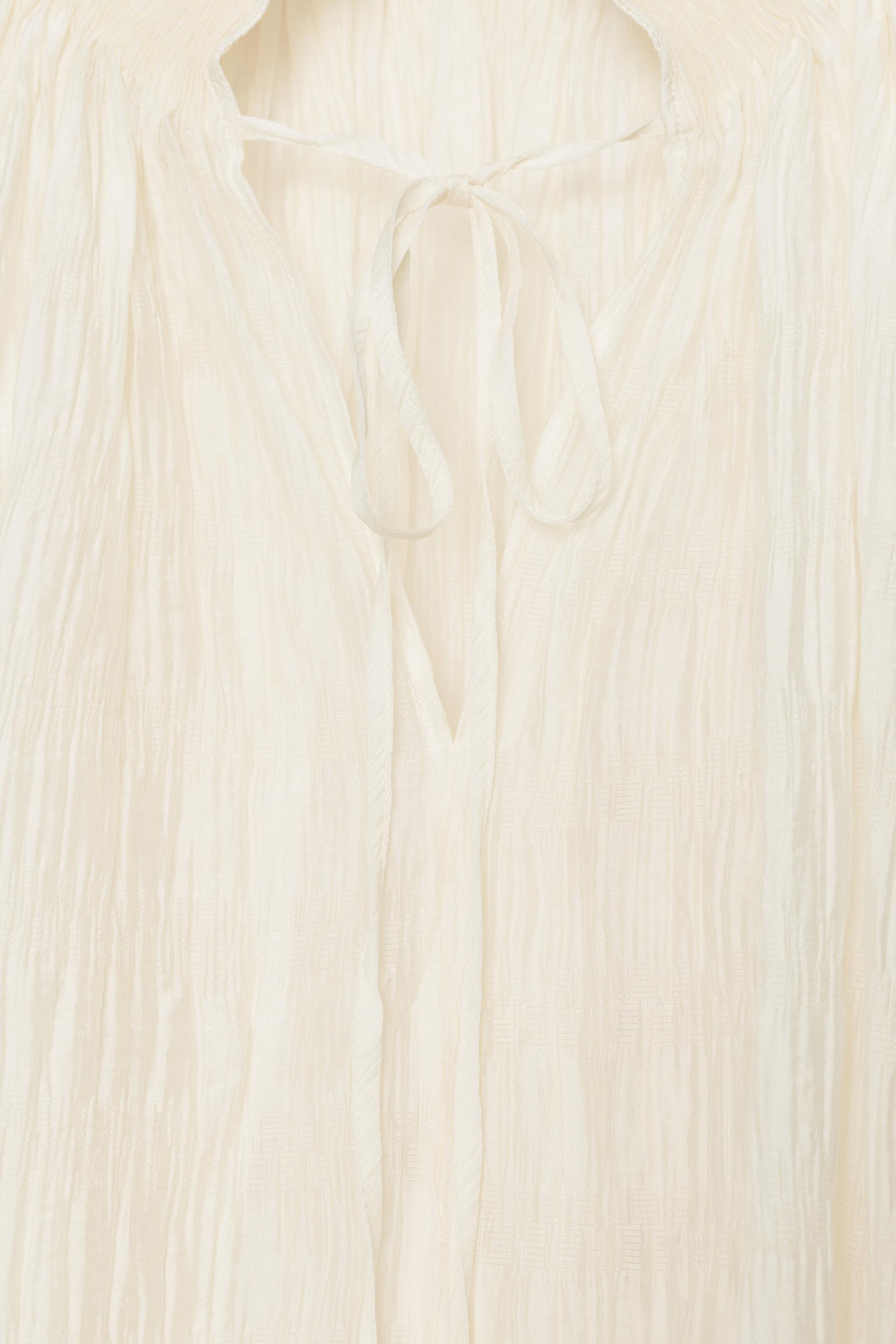 ZARA БЛУЗА ИЗ СМЕСОВОГО ЛИОЦЕЛЛА СО СБОРКАМИ — ZW COLLECTION, ЭКРЮ