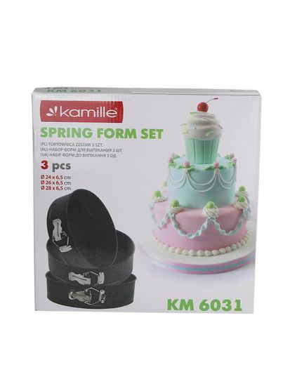 Набор разъемных форм для выпечки 3 шт. Kamille KM-6031 (d24/26/28х6,5 см) из углеродистой стали