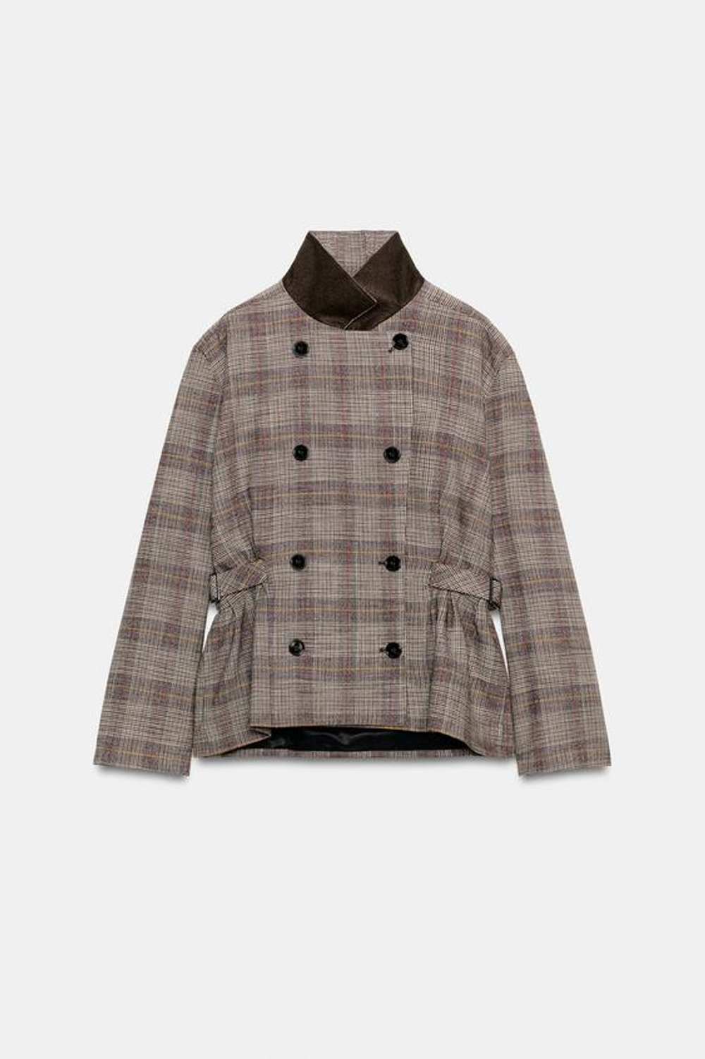ZARA БЛЕЙЗЕР В КЛЕТКУ С ХЛЯСТИКАМИ — ZW COLLECTION, КОРИЧНЕВЫЙ