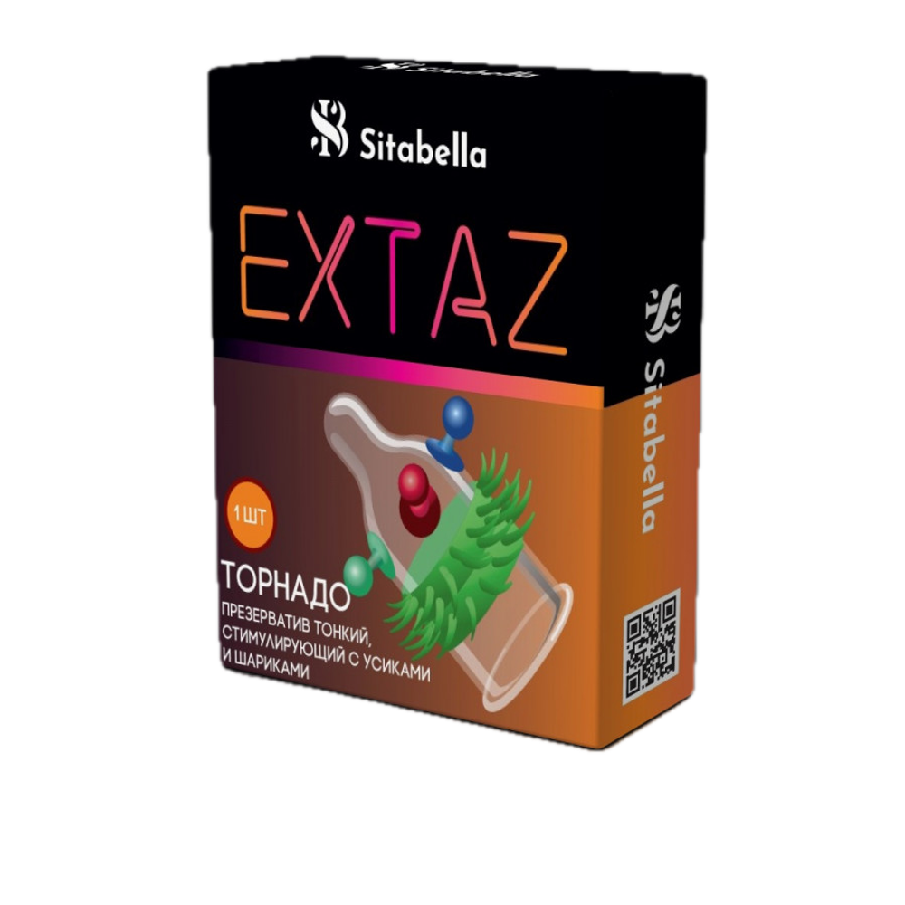 Презерватив стимулирующий с усиками и шариками Extaz Торнадо Sitabella