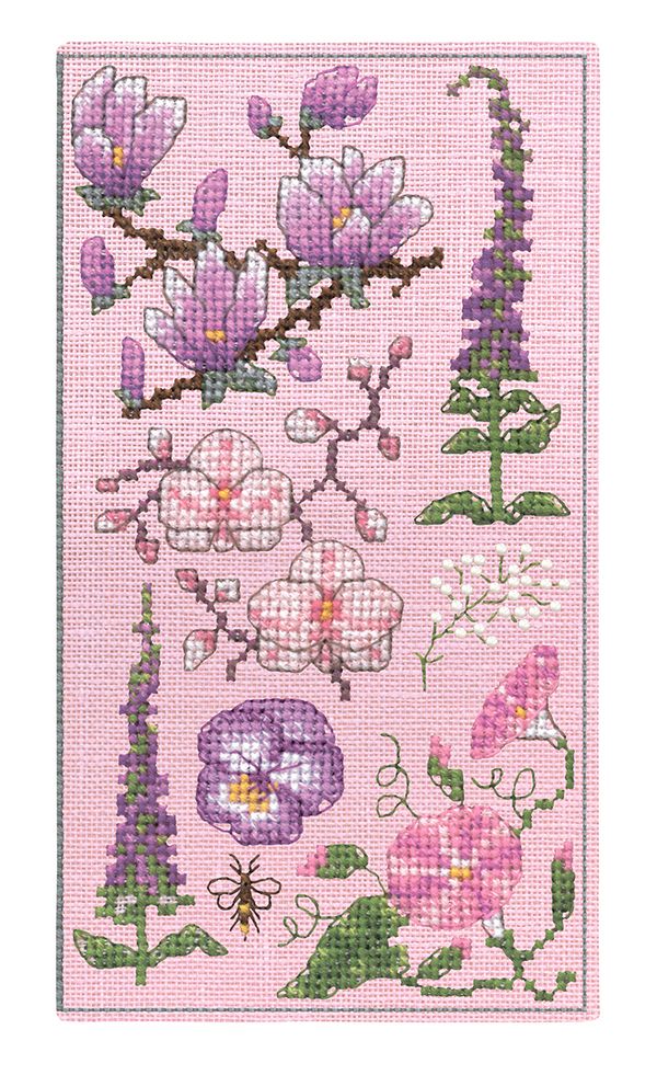 Набор для вышивания нитками Le Bonheur des Dames футляра для очков Spectacle Case Pink Flowers (Розовые цветы), 8,5х16 см